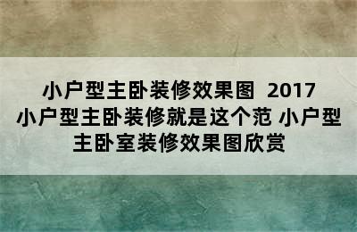 小户型主卧装修效果图  2017小户型主卧装修就是这个范 小户型主卧室装修效果图欣赏